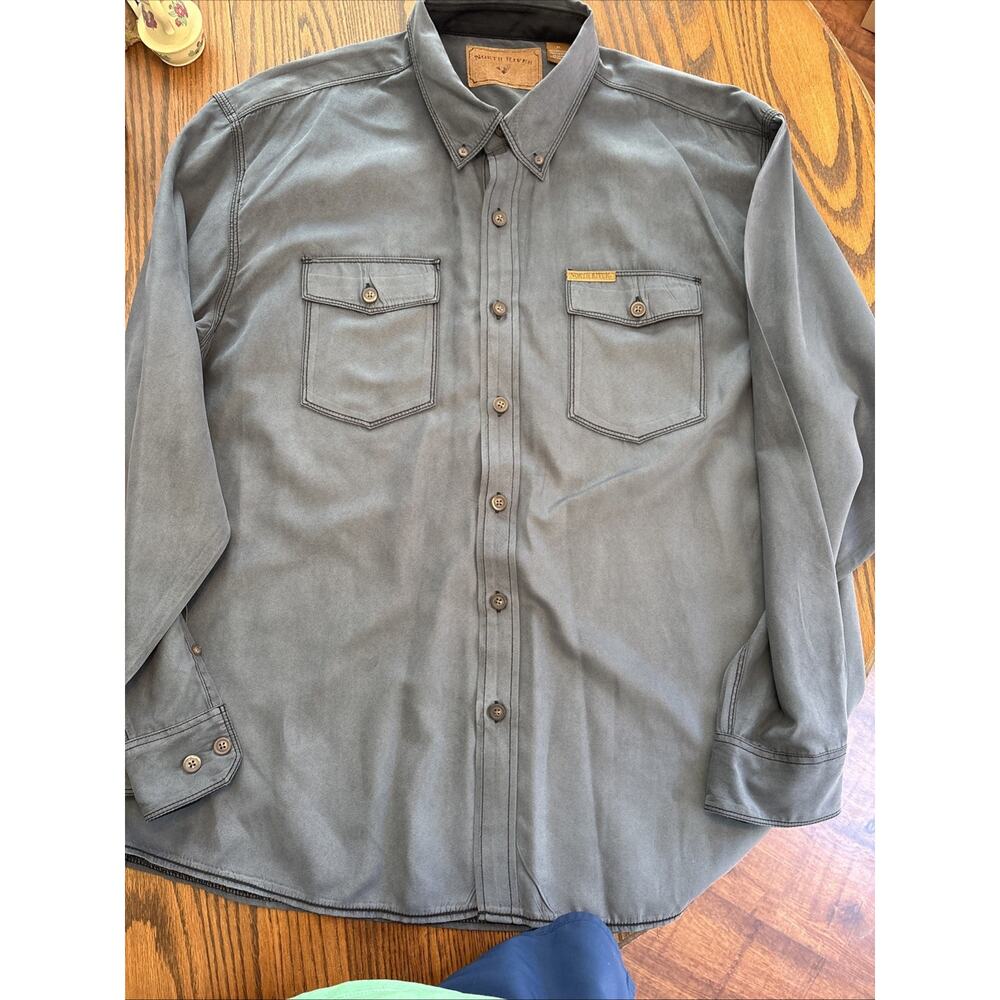 North River Outfitters men's flood blue long sleeve button up pockets XL soft